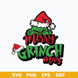 Merry Grinchmas SVG, Grinch Santa Hat SVG, Christmas SVG PNG DXF EPS Digital File