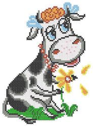 Machine embroidery design in cross stitch pattern "Cow", cross stitch design, for a linen napkin, towel, as a gif