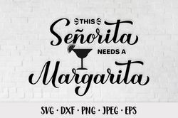 Senorita needs a margarita SVG. Funny alcohol quote