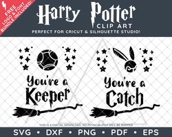 Harry Potter Clip Art Design SVG DXF PNG PDF - TWO Quidditch Valentines Love Typography Designs & FREE Font!