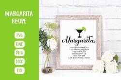 Margarita recipe SVG. Margarita bar sign