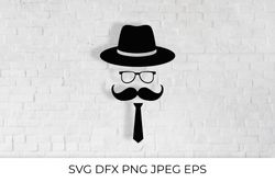 Hipster flat icon SVG. Character with a beard, hat, and pipe.