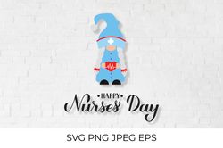 Happy Nurses day. Nurse Gnome SVG