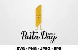 World Pasta Day calligraphy lettering.  Cute macaroni SVG