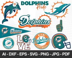 Miami Dolphins SVG, Miami Dolphins files, dolphins logo, football, silhouette cameo, cricut, cut files, digital clipart