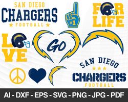 San Diego Chargers SVG, San Diego Chargers files, chargers logo, football, silhouette cameo, cricut, digital clipart