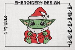 Christmas Baby Santa Embroidery Files, Baby Yoda Embroidery Design, Christmas, Santa Claus, Machine Embroidery Design