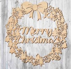 Digital Template Cnc Router Files Cnc Christmas Wreath Files for Wood Laser Cut Pattern