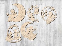 Digital Template Cnc Router Files Cnc Christmas Figurines Files for Wood Laser Cut Pattern