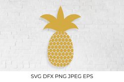 Gold silhouette of pineapple SVG. Golden foil tropical fruit