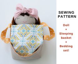 Doll and Sleeping basket. Sewing patterns and tutorials PDF