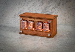 Nixie Tube Clock Case IN-12 4-tubes Table Watch Vintage Gift  Home Decor  Backlight is Orange