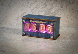 Nixie Tube Clock Case IN-12 4-tubes Table Watch Vintage Gift  Home Decor  Backlight is Purple