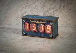 Nixie Tube Clock Case IN-12 4-tubes Table Watch Vintage Gift  Home Decor  Backlight is Red