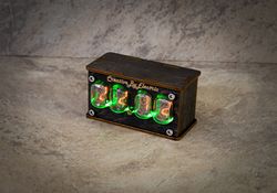 Nixie Tube Clock Case IN-12 4-tubes Table Watch Vintage Gift  Home Decor  Backlight is Green
