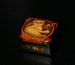 Scottish fold cat lacquer box hand-painted decorative artwork