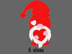 Gnome with a heart embroidery design. Heart embroidery design trendy. Digital download.
