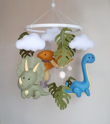 Dinosaur baby crib mobile. Nursery decor. Baby shower gift.