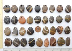 35 GENUINE top drilled sea pebbles sea rocks sea glass surf tumbled beautiful for jewelry 22-29 mm in length