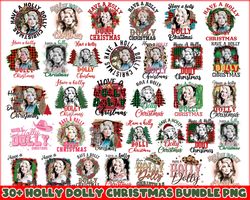Christmas Holly Dolly PNG Bundle , Have A Holly Dolly, Holly Dolly Christmas, Country Music Lover, Vintage Christmas, Di