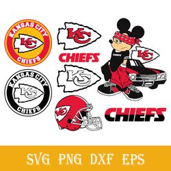 Mickey Kansas City Chiefs SVG Bundle, Disney Kansas City Chiefs SVG, NFL SVG, Sport SVG