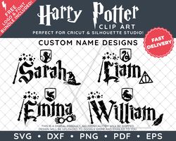 Harry Potter Clip Art SVG DXF PNG PDF - Personalised Custom Name Typographic Design