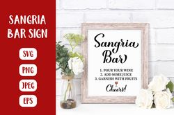 Sangria Bar Sign Hand Lettered SVG. Summer Drink