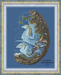 Snow dragons. Cross Stitch Pattern. Cross Stitch Design. Digital. PDF. Saga.