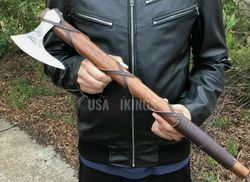 RAGNAR VIKING AXE, Hand Forged Camping Axe with Rose Wood Shaft, Viking Bearded Nordic, Best Groomsmen Wedding Gift