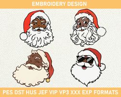 Afro American Santa Claus Embroidery Design, African American Christmas Embroidery Designs 3 size