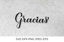 Gracias. Thank you calligraphy hand lettering in Spanish SVG