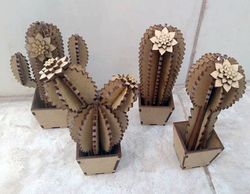 Digital Template Cnc Router Files Cnc Wooden Cactus Files for Wood Laser Cut Pattern