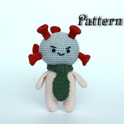 Crochet virus pattern toy, funny microbe amigurumi toy, easy crochet doll download