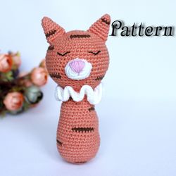 Easy crochet pattern rattle tiger, amigurumi tiger toy download