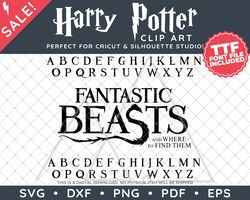 SALE: Harry Potter Fantastic Beasts Logo & Font SVG DXF PNG PDF Digital Download