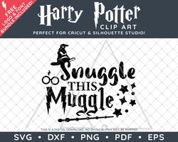 Harry Potter Clip Art SVG DXF PNG PDF - Snuggle This Muggle Valentines Typography Quote Design & FREE Font!