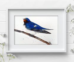 Swallow 8x11 inch original watercolor bird painting art home decor by Anne Gorywine