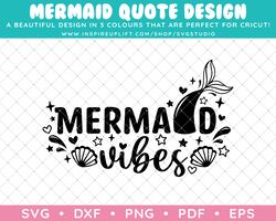 Clip Art Vector Decal Vinyl Design Graphics SVG / DXF / PNG - Cute Mermaid Typography Quote Design: Mermaid Vibes