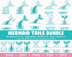 Clip Art Vector Decal Vinyl Design Graphics SVG / DXF / PNG - Mermaid Tails Silhouette Design Bundle