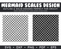 Clip Art Vector Decal Vinyl Design Graphics SVG / DXF / PNG - Mermaid Scales Vector Outline Silhouette Pattern Design