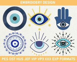 Evil Eye embroidery designs,  Turkish Eye embroidery designs, Evil Eye Protection embroidery designs 3 size