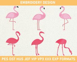Flamingo Machine Embroidery Design, Flamingo Embroidery Designs, Pink Flamingo Embroidery 3 size
