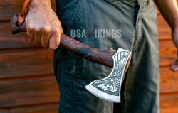 Beautiful custom handmade viking forged axe, Groomsmen gift , Birthday Gift, collectibles axe , Gift for him ,