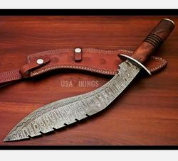 Handmade damascus dagger with FREE Leather Sheath, Damascus bowie knife, hunting knife, groomsmen knife,