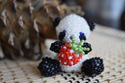 Panda figurine Panda gift Little panda bear Panda keychains 3D panda toy 3d panda beading panda amigurumi 3d beaded toy