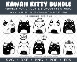 Clip Art Vector Decal Vinyl Design Graphics SVG / DXF / PNG - Kawaii Kitty Bundle - 10 Unique Designs!
