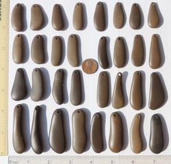 32 GENUINE top drilled sea pebbles sea rocks sea glass surf tumbled beautiful for jewelry 32-60 mm in length