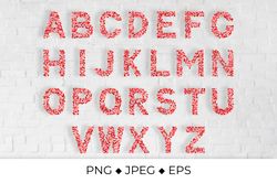 Love Alphabet. Letters A-Z made of hearts. Valentines Day bundle