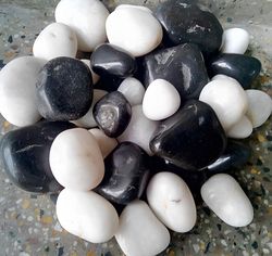 Black & White Mix Pebbles Size About 8 Cm Mix (3.3 Lbs ) Pack For Gardening , Outdoor Decorations & Vase Fillers