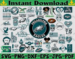 Bundle 50 Files Philadelphia Eagles Football Teams Svg,  Philadelphia Eagles svg, NFL Teams svg, NFL Svg, Png, Dxf, Eps,